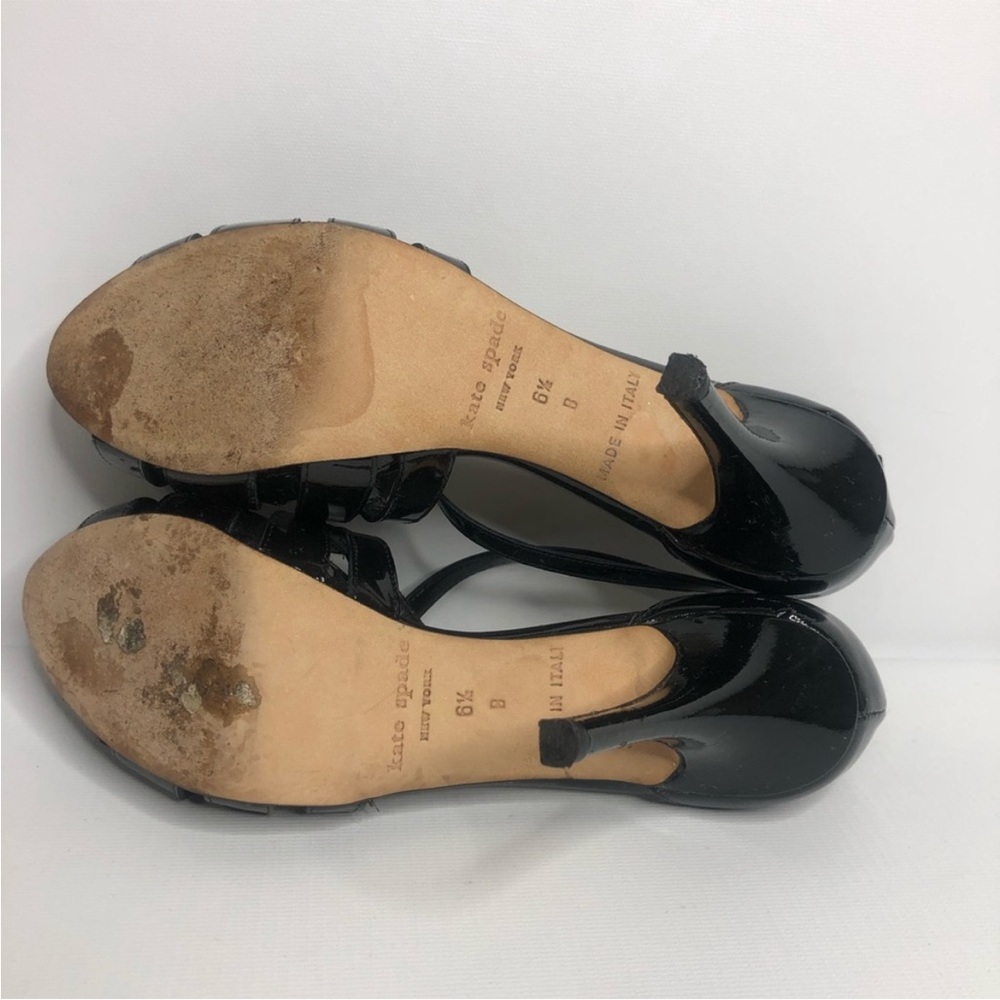 Kate Spade Shoes Black Patent Leather Strappy Heels - Picture 9 of 11